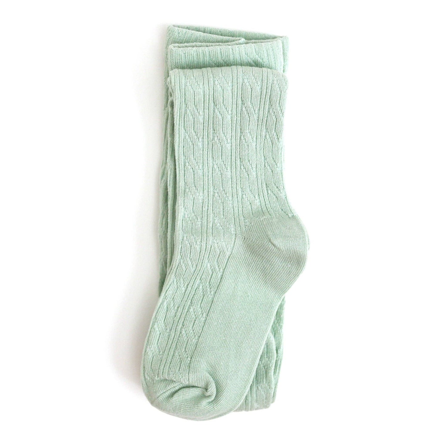 Mint Cable Knit Tights | Little Stocking Co.