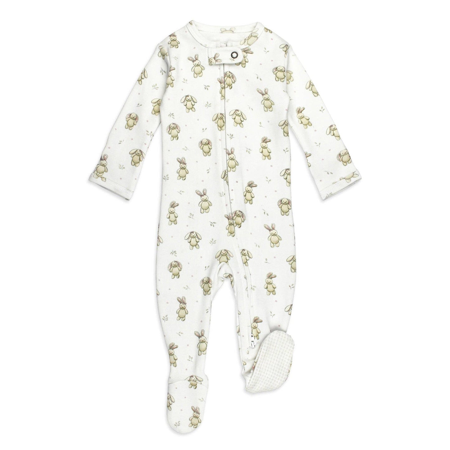 Organic 2-Way Zipper Footie in Bunny Biscuit | L'ovedbaby