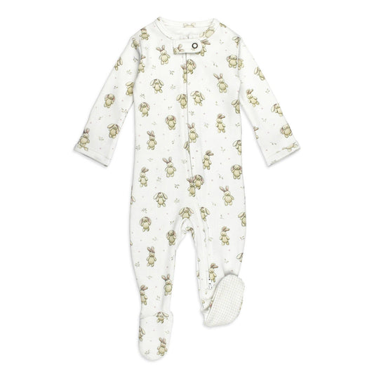 Organic 2-Way Zipper Footie in Bunny Biscuit | L'ovedbaby