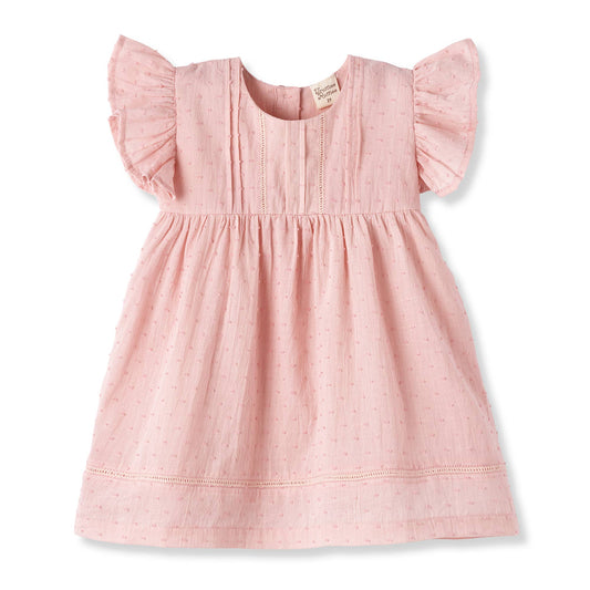 Daphne Pink Swiss Dot Cotton Dress | Tesa Babe