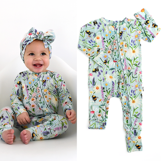 Bumble Ruffle Bamboo Zip Romper | Gigi & Max