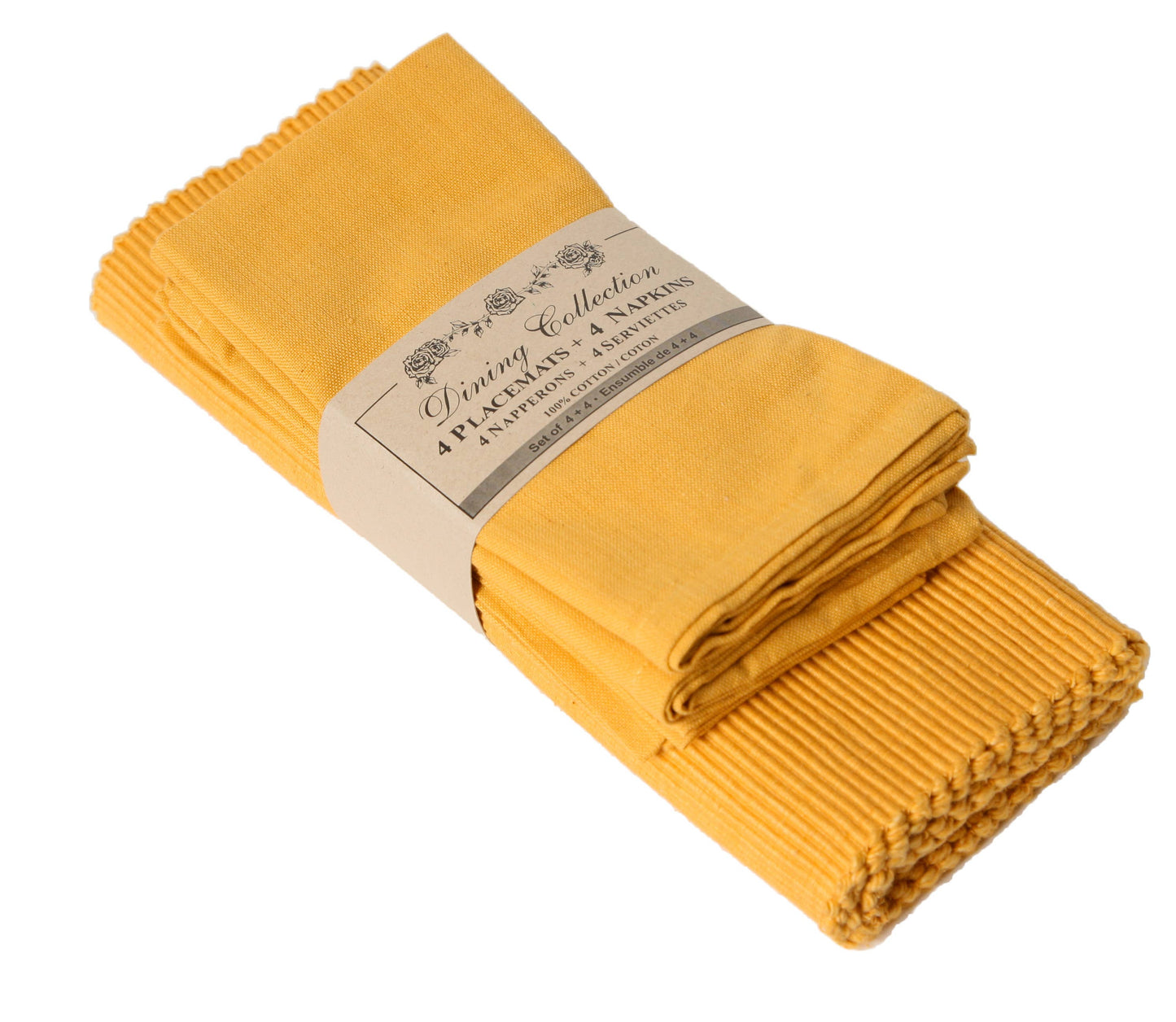 Placemats & Napkins Set (4 of Each) - Golden Yellow | Accent Linen