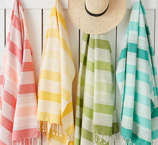 Aqua Striped Fouta Turkish Towel | Design Imports