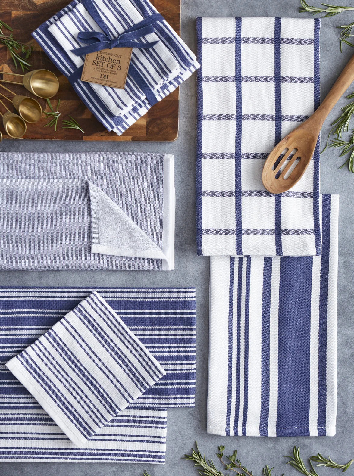 Indigo Classic Stripe Set/3 Kitchen Cloths | Design Imports