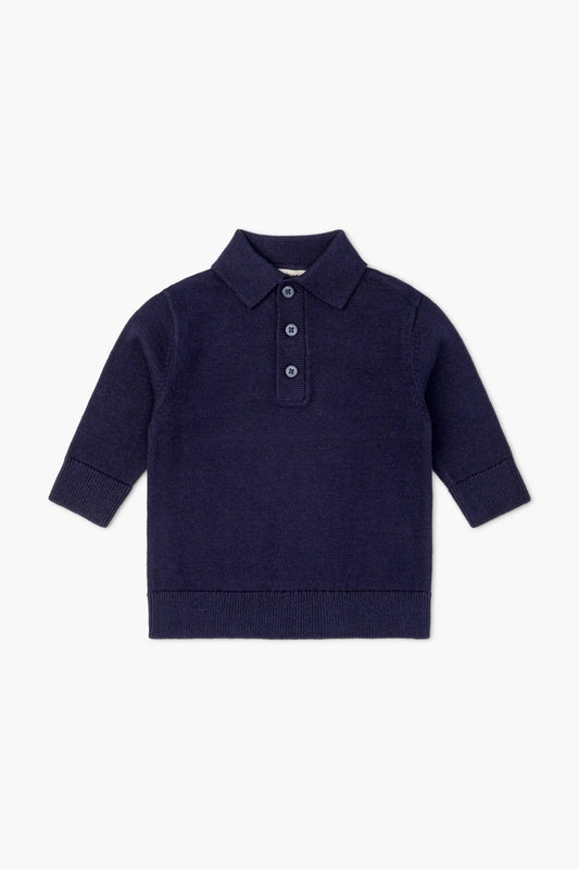 Navy Polo Sweater | Monica + Andy