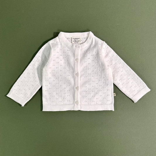 Dove White Organic Pointelle Cardigan | Viverano Organics