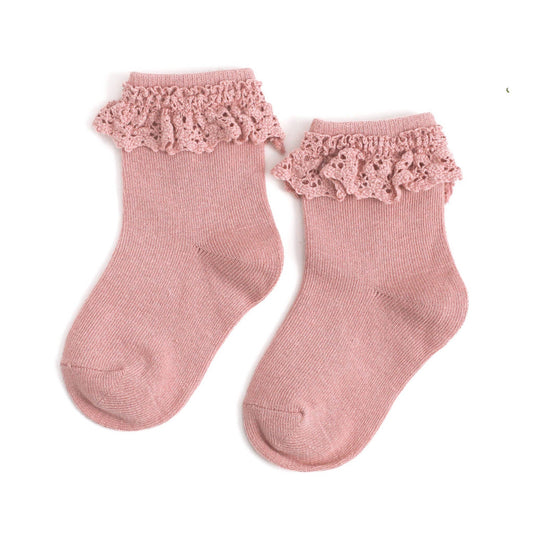 Blush Pink Lace Midi Sock | Little Stocking Co.