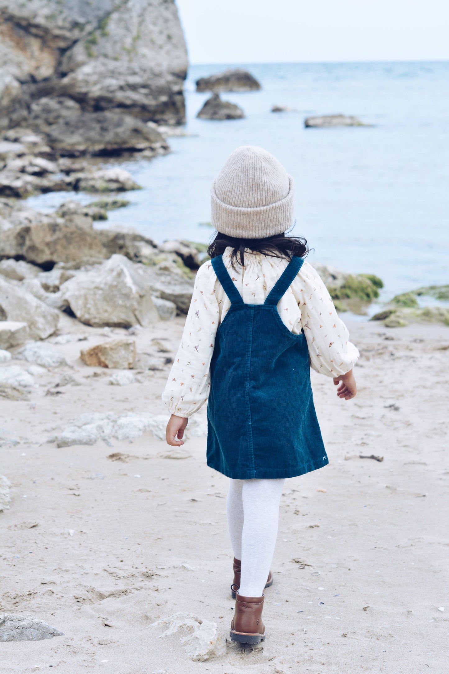 Embroidered Blue Corduroy Dress | Eli & Nev