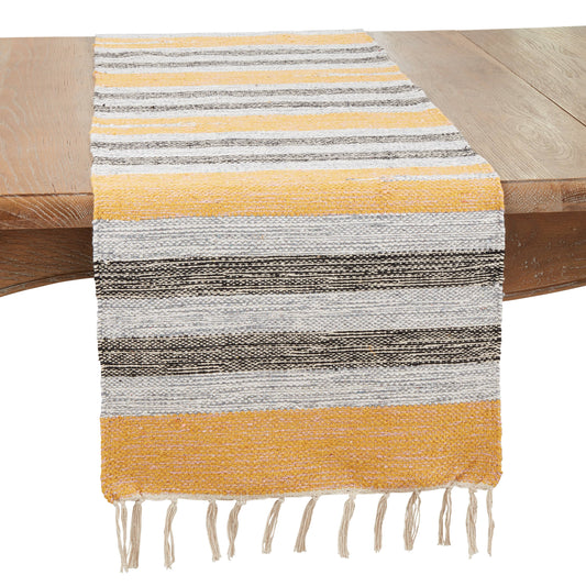 Rustic Woven Striped Table Runner (Various Sizes) | Saro Lifestyle