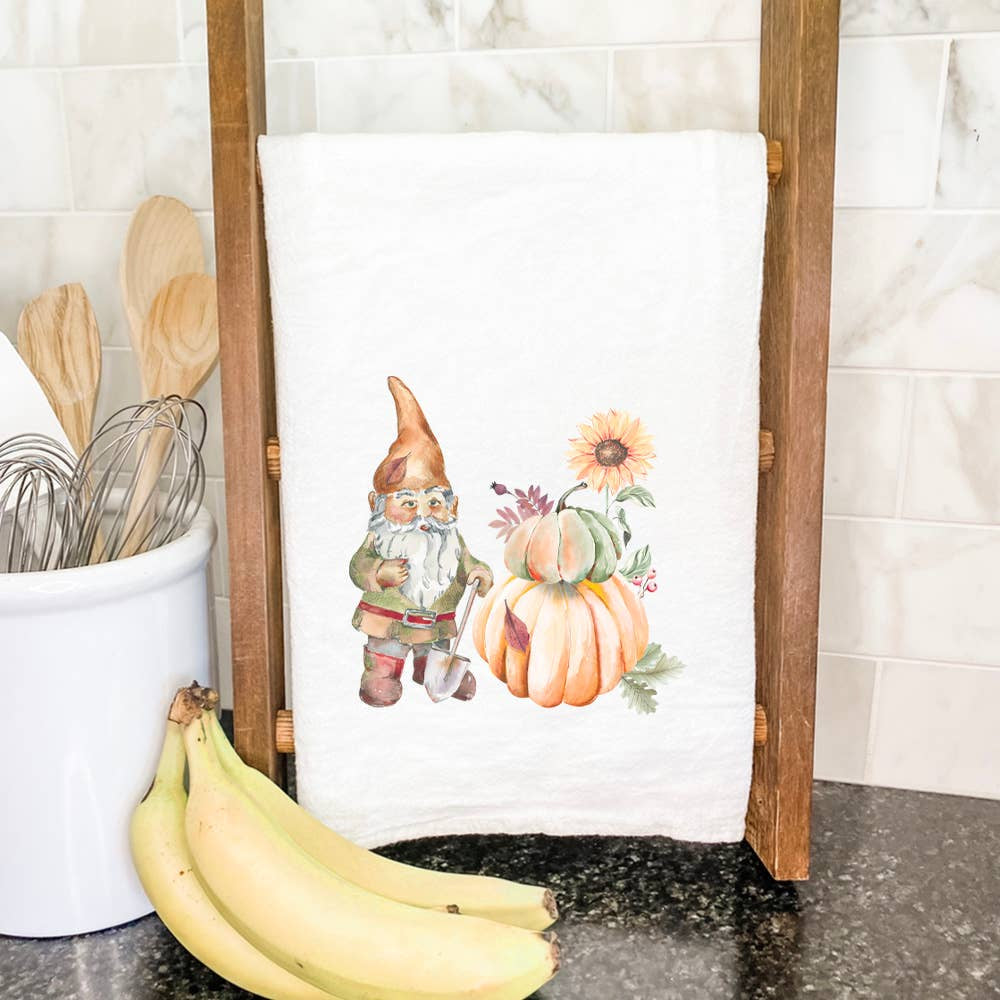 Fall Garden Gnome Flour Sack Towel | Indigo Tangerine