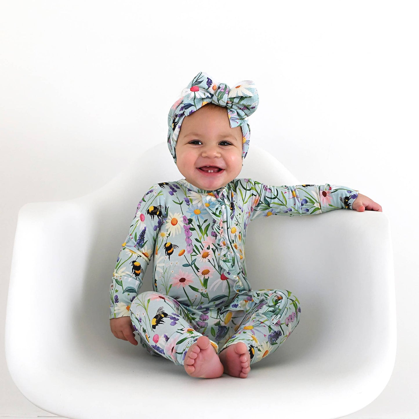 Bumble Ruffle Bamboo Zip Romper | Gigi & Max