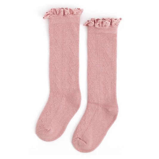 Blush Lace Top Knee High Socks | Little Stocking Co.