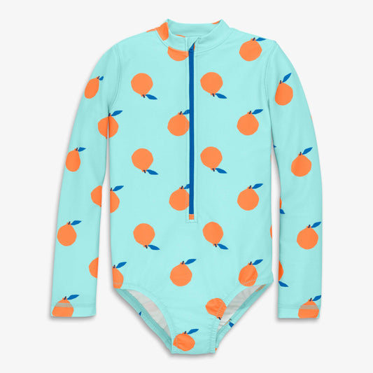 Long Sleeve Citrus Burst One-Piece Rash Guard | Primary