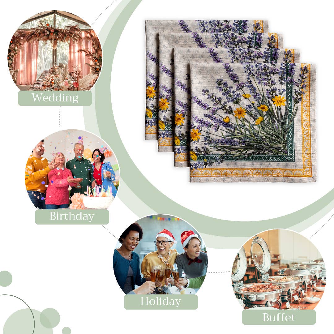 Fanny Lavender Cloth Napkins - Set Of 4 | Maison d'Hermine