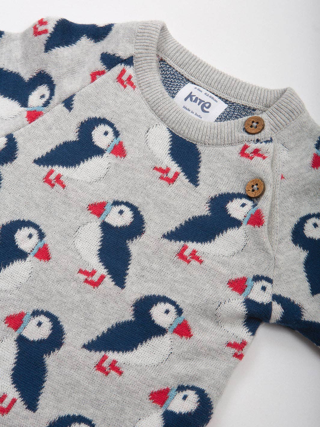 Organic Cotton Puffin Knit Romper | Kite Clothing UK