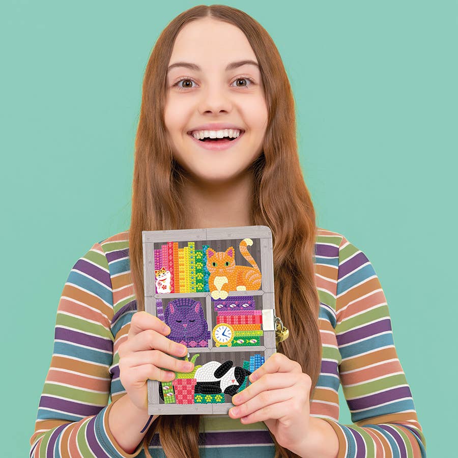 Crystal Art Secret Diary Kit: Rainbow Cat Library | Outset Games