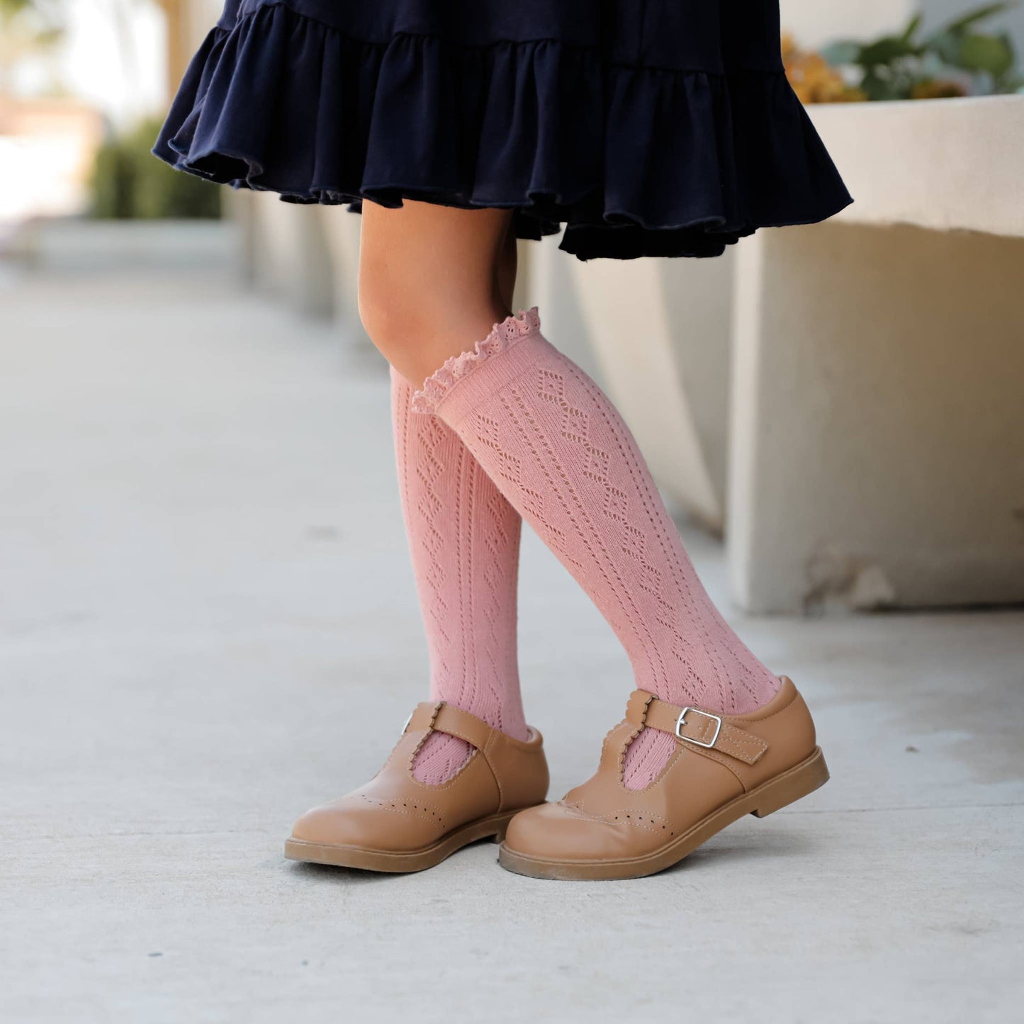 Blush Lace Top Knee High Socks | Little Stocking Co.