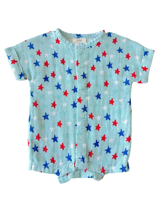 Blue Splendid Stars Muslin Shortall | Siix Collection