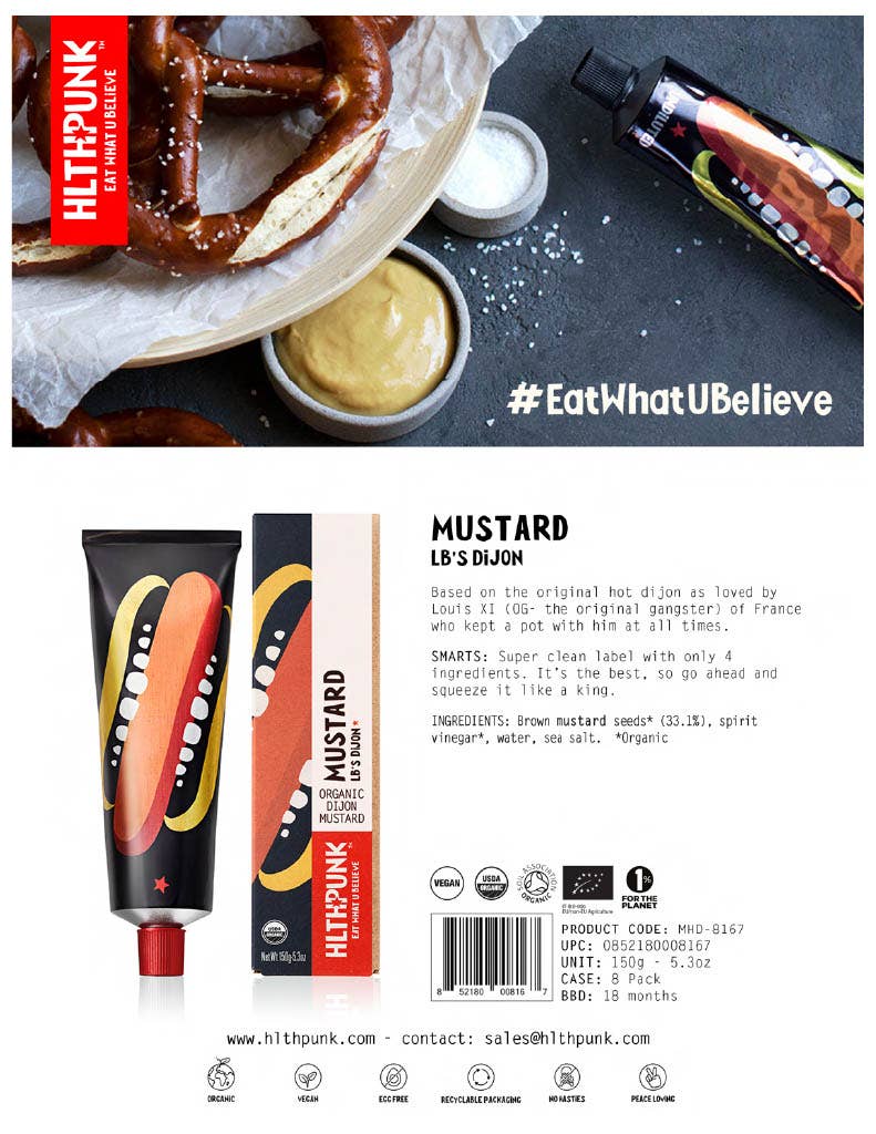 LB's Dijon Mustard Organic - 5.3oz (150gm) | HLTHPUNK