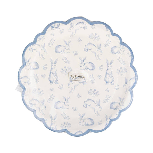 8" Bunny Toile Paper Plates | My Mind's Eye