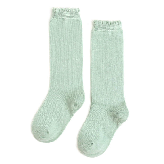 Mint Scalloped Knee High Socks | Little Stocking Co.