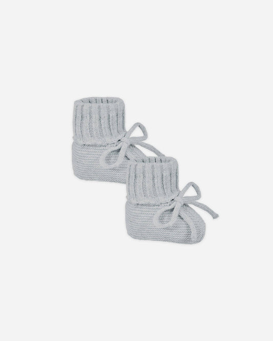 Knit Booties - Heathered Dusty Blue | Quincy Mae