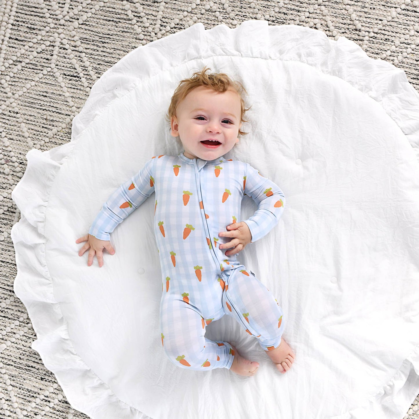 Henry Carrot Gingham Zip Romper | Gigi & Max