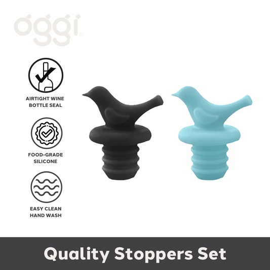 Little Bird Silicone Bottle Stopper Set of 2 | Oggi