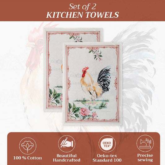 Campagne - Coq Kitchen Towels - Set Of 2 | Maison d'Hermine