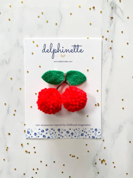 Cherry Pom Pom Hair Tie | Delphinette