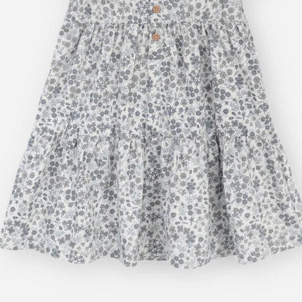 Puff Sleeve Henley Dress (Blue Calico) | City Mouse