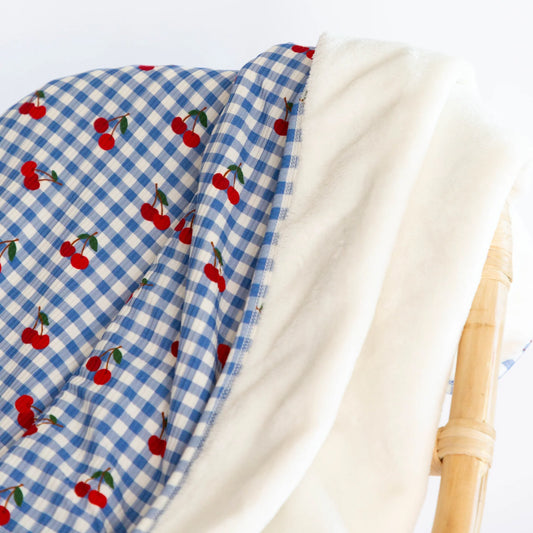 Vintage Cherries Small Ribbed Toddler Blanket | Brave Little Ones