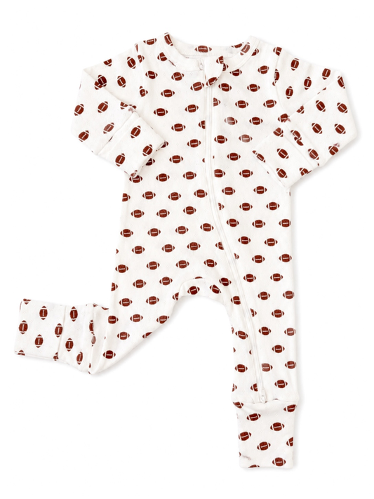 Football Pointelle Zip Romper | Siix Collection