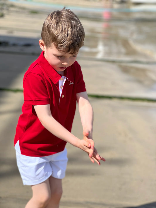 Red Pique Polo Shirt | Me & Henry