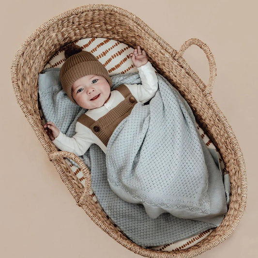 Blue Heirloom Knit Blanket | Aster & Oak