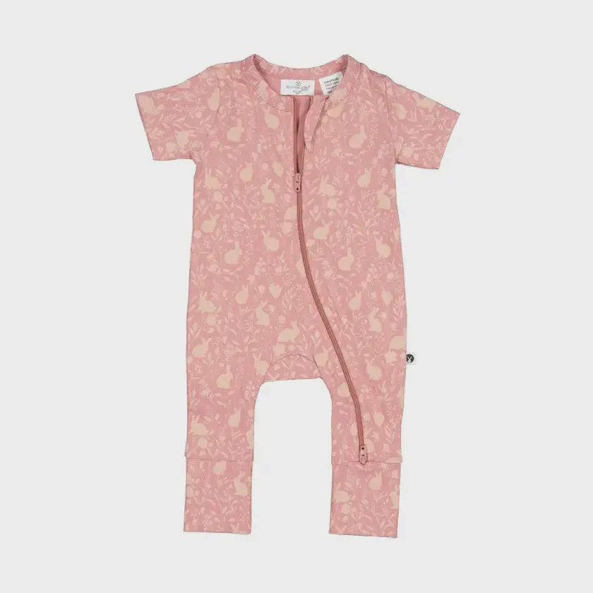 Doe Short Sleeve Zip Romper | Burrow & Be
