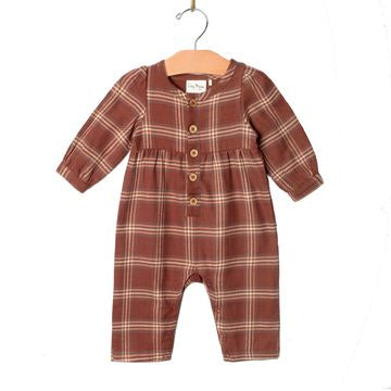 Henley Plaid Long Leg Romper|City Mouse Studio