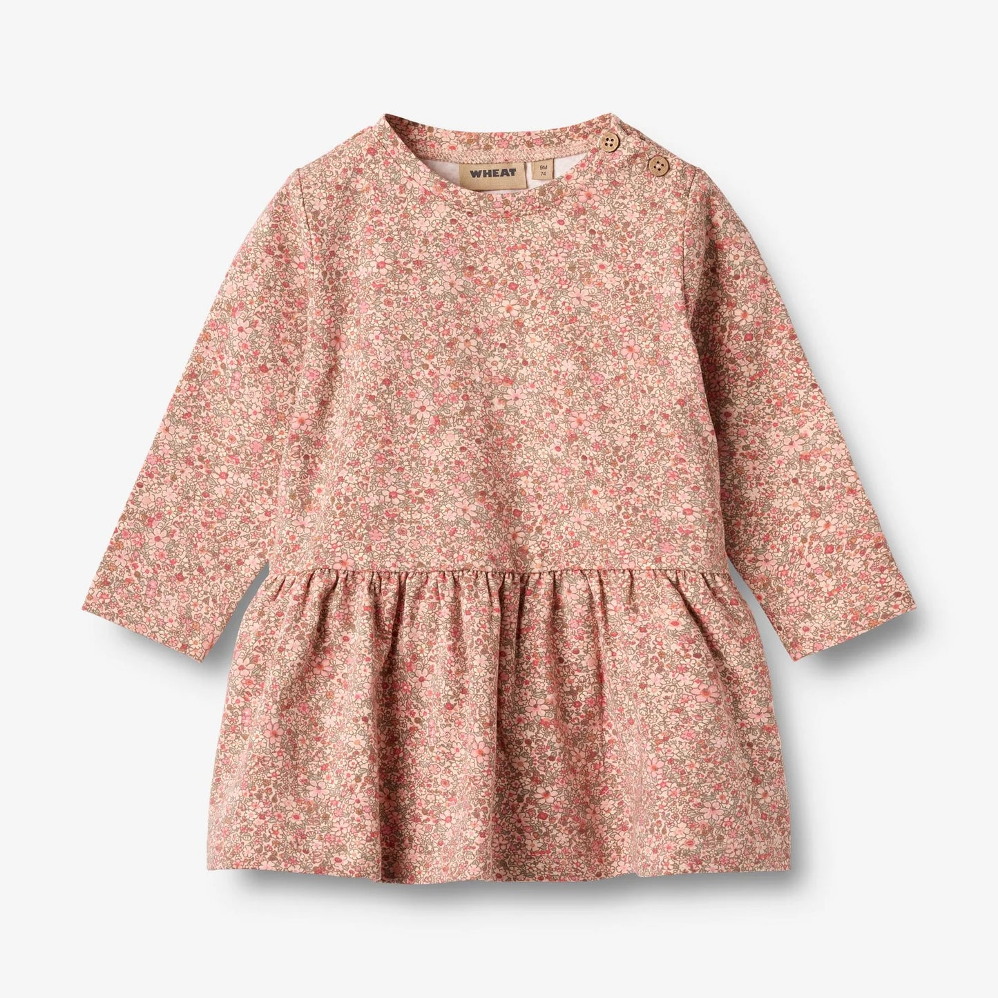 Bessie Jersey Dress - Rose Dust Flower Meadow | Wheat