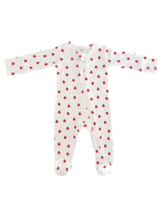 Ladybug Organic Pointelle Zip Footie | Siix Collection