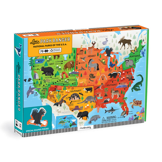 Little Park Ranger National Parks Map Puzzle (70 Piece) | Mud Puppy