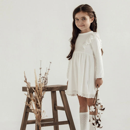 Snow Rib Ruffle Dress | Aster & Oak