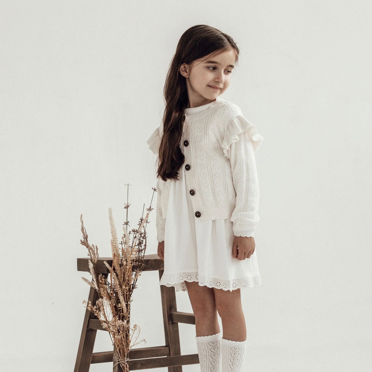 Snow Rib Ruffle Dress | Aster & Oak