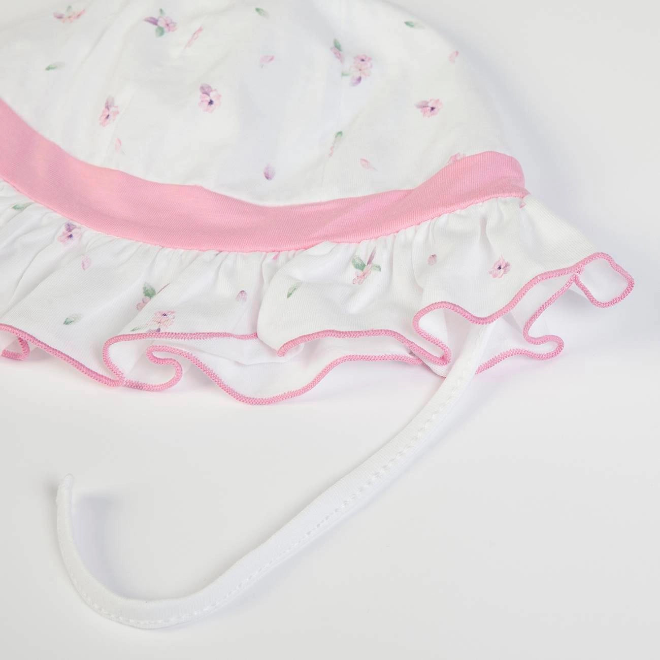 Organic Hat White Pink Flowers | FS Baby