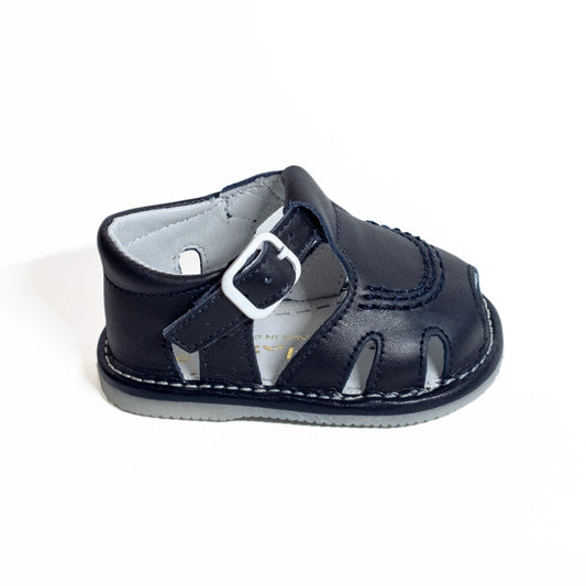 Marine Blue Leather Baby Sandals | Aladino Spain