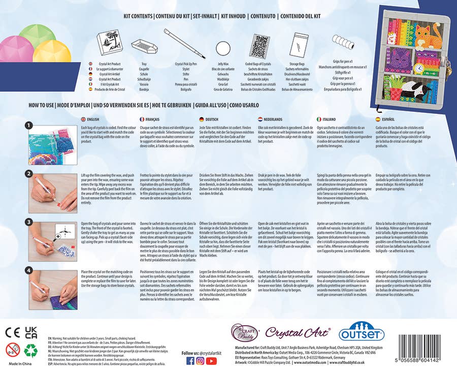 Crystal Art Secret Diary Kit: Rainbow Cat Library | Outset Games