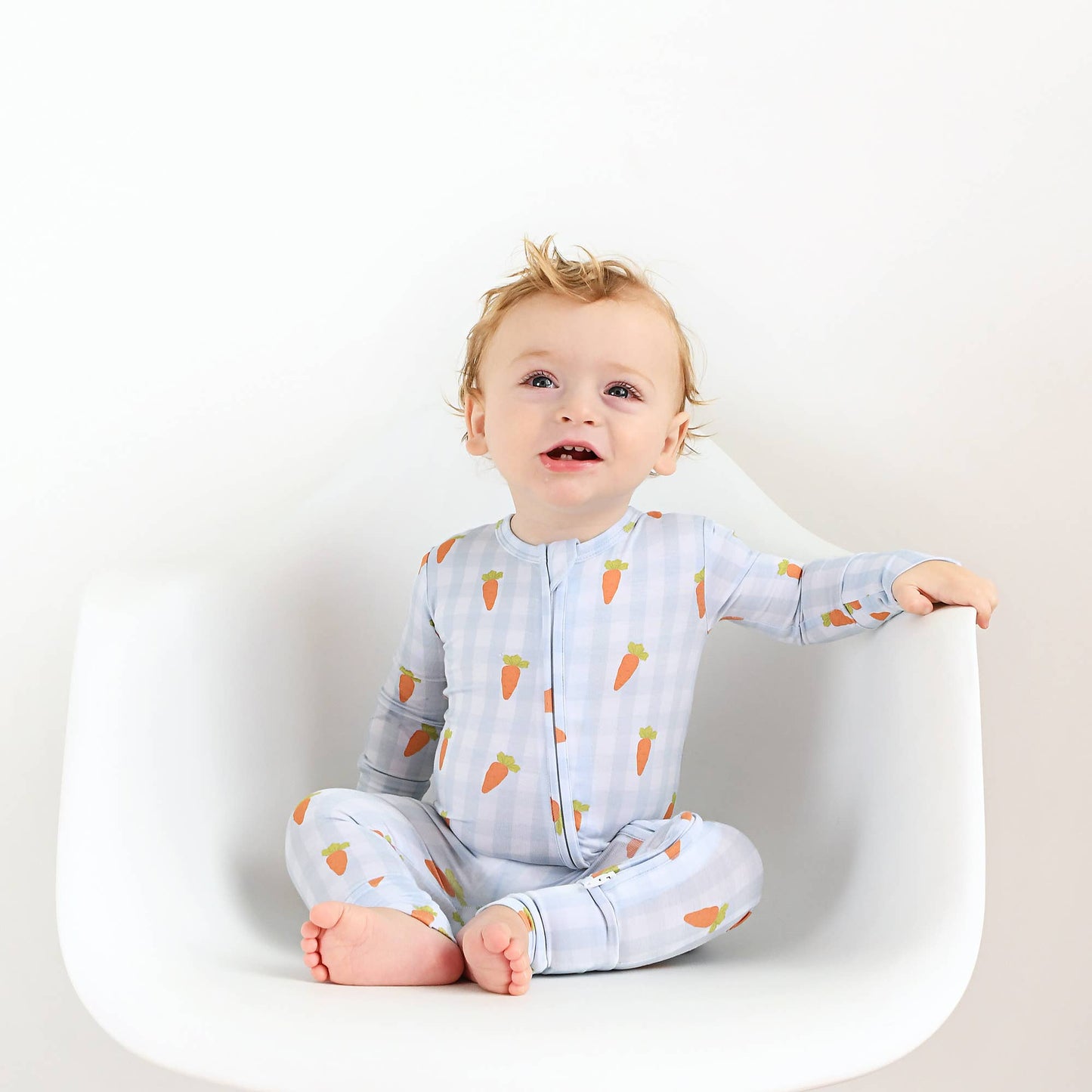 Henry Carrot Gingham Zip Romper | Gigi & Max