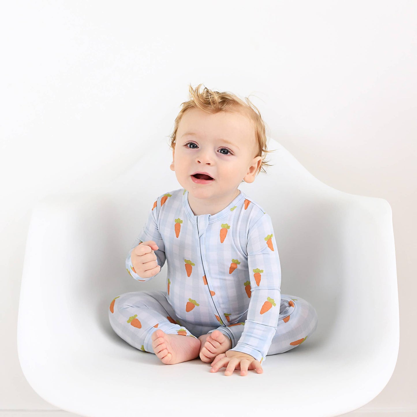 Henry Carrot Gingham Zip Romper | Gigi & Max