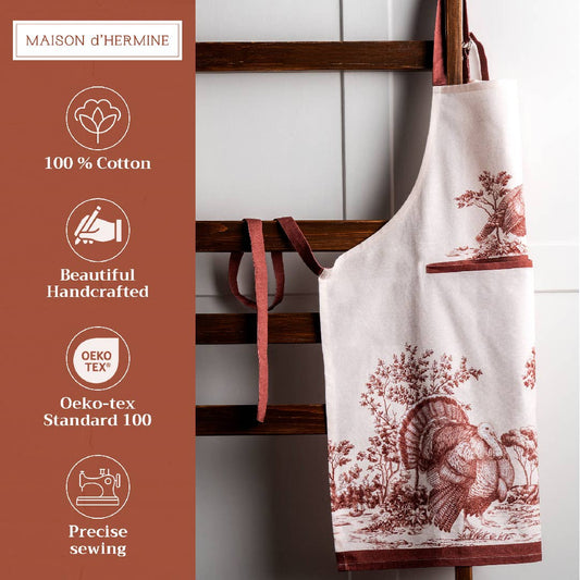 Holy Jouy - Brown Cotton Apron | Maison d'Hermine