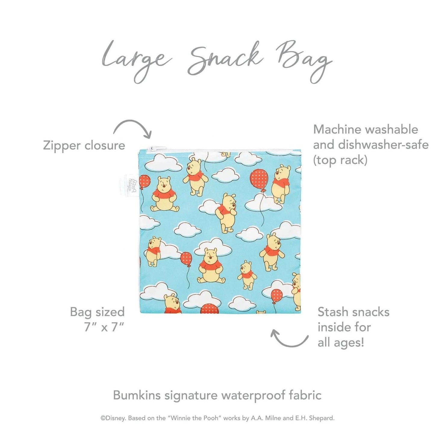 Reusable Snack Bag, Large: Winnie the Pooh Balloons | Bumkins
