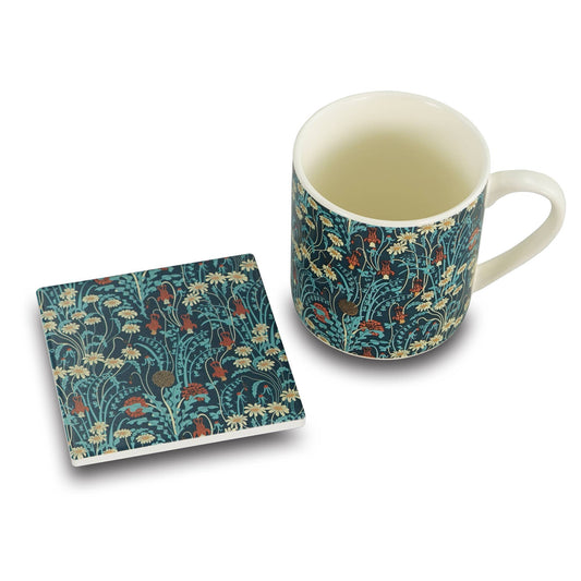 Walter Crane Wild Flowers Individual Ceramic Coaster | Half Moon Bay By Design